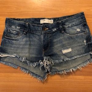 Zara denim distressed shorts